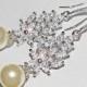 Bridal Pearl Chandelier Earrings, Cluster Crystal Wedding Earrings, Swarovski Ivory Pearl Silver Earrings, Bridal Jewelry, Statement Earring