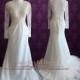 Long Sleeve Wedding Dress with Plunging Neckline, Lace Wedding Dress, Sexy Wedding Dress, Chapel Length Wedding Dress 