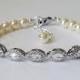 Pearl Cubic Zirconia Bridal Bracelet, Wedding Pearl Marquise Bracelet, Swarovski Ivory Pearl Silver Bracelet, Dainty Bracelet Bridal Jewelry