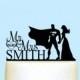 Superman and Bride Cake Topper, Customized Wedding Cake Topper Superhero Personalized Cake Topper for Wedding, Superman Silhouette