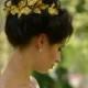 Gold wedding crown, wedding bridal tiara wedding tiara bridal halo gold tiara Floral Headband Gold Leaf Tiara Gold Crown floral headband