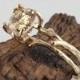 Raw Sapphire Gold Engagement Ring - Ceylon Sapphire Ring - Diamond Ring Setting - Raw Crystal Ring - Champagne Diamond