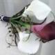 Bridal bouquet, Plum and white Bridesmaid bouquet, Real touch wedding flowers, Calla lily bouquet