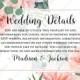 Wedding details card pink garden rose peach chrysanthemum succulent greenery PDF 5x3.5 in edit online