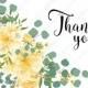 Thank you card dahlia yellow chrysanthemum flower eucalyptus card PDF template 5.6x4.25 in edit online