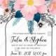 Romantic blush pink peony bouquet mason jar bride wedding invitation template design PDF 5x7 in online editor