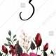 Table card Marsala dark red peony wedding invitation greenery burgundy floral PDF 3.5x5 in Customize online
