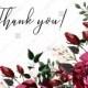 Thank you card Marsala dark red peony wedding invitation greenery burgundy floral PDF 5.6x4.25 in Customize online