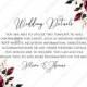 Details card Marsala dark red peony wedding invitation greenery burgundy floral PDF 5x3.5 in Customize online