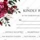RSVP marsala dark red peony wedding invitation greenery burgundy floral PDF 5x3.5 in Customize online cards