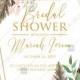 Bridal shower peach rose watercolor greenery fern wedding invitation PDF 5x7 in online editor