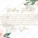 Details card peach rose watercolor greenery fern wedding invitation PDF 5x3.5 in online editor
