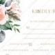Response RSVP card peach rose watercolor greenery fern wedding invitation PDF 5x3.5 in online editor