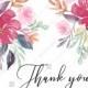 Thank you card watercolor wedding marsala peony pink rose eucalyptus greenery 5.6x4.25 in pdf edit template