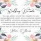 Wedding details card watercolor wedding marsala peony pink rose eucalyptus greenery 5x3.5 in pdf customizable template