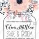 Anemone wedding invitation card mason jar template blush pink watercolor flower PDF 5x7 in instant maker
