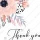 Anemone thank you card printable template blush pink watercolor flower PDF 5x7 in customize online