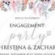 Anemone engagement party invitation card printable template blush pink watercolor flower PDF 5x7 in PDF template