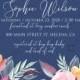 Baby shower invitation watercolor wedding marsala peony pink rose navy blue background 5x7 in pdf invitation maker