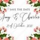 Save the date Rose wedding invitation card printable template PDF template 5.25x5.25 in online editor