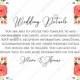 Rose wedding details card printable template PDF template 5x3.5 in instant maker