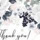 Thank you card white anemone flower card template PDF 5.6x4.25 in invitation editor