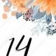 Table number card peach chrysanthemum sunflower floral printable card template PDF 5x7 in online editor