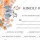 Wedding rsvp card invitation peach chrysanthemum sunflower floral printable card template PDF 5x3.5 in instant maker