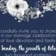 Wedding invitation set white anemone flower card template on navy blue background PDF 5x7 in PDF maker
