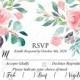 RSVP wedding invitation set watercolor blush pink rose greenery card template PDF 5x3.5 in PDF template