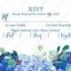 RSVP wedding invitation set watercolor blue hydrangea eucalyptus greenery PDF 5x3.5 in online maker