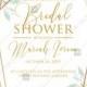 Bridal shower wedding invitation set gold leaf laurel watercolor eucalyptus greenery PDF 5x7 in invitation maker