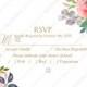 RSVP wedding invitation set watercolor navy blue rose marsala peony pink anemone greenery PDF 5x3.5 in edit template