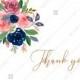 Thank you card watercolor navy blue rose marsala peony pink anemone greenery PDF 5.6x4.25 in wedding invitation maker