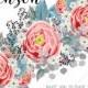 Wedding invitation set party pink peony tea rose ranunculus floral card template PDF 5x7 in edit online