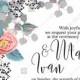 Wedding invitation set pink peony tea rose ranunculus floral card template PDF 5x7 in PDF template