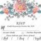 RSVP Wedding invitation set pink peony tea rose ranunculus floral card template PDF 5x3.5 in online editor