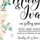 Wedding invitation set blush pastel peach rose peony sakura watercolor floral holiday card PDF 5x7 in personalized invitation