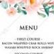 Wedding menu invitation set blush pastel peach rose peony sakura watercolor floral eucaliptus greenery PDF 4x9 in edit template