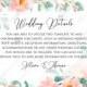 Wedding details invitation set blush pastel peach rose peony sakura watercolor floral eucaliptus PDF 5x3.5 in instant maker