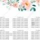 Wedding seating chart blush pastel peach rose peony sakura watercolor floral eucaliptus greenery PDF 18x24 in online maker