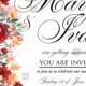 Wedding invitation set marsala pink peony rose template watercolor greenery PDF 5x7 in customize online