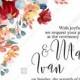 Wedding invitation set marsala pink peony dark red rose watercolor greenery PDF 5x7 in PDF maker