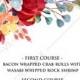 Menu wedding invitation set marsala pink peony rose watercolor greenery PDF 4x9 in edit online
