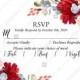 RSVPwedding invitation set marsala pink peony rose watercolor greenery PDF 5x3.5 in edit template