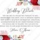 Wedding details card invitation set marsala pink peony rose watercolor greenery PDF 5x3.5 in create online