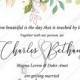 Wedding invitation set white rose peony herbal christening greenery PDF 5x7 in customize online