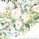 Wedding invitation card set white rose peony herbal greenery PDF 5x7 in create online