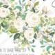 Wedding invitation set white rose peony wreath card herbal greenery PDF 5x7 in instant maker