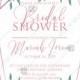 Bridal shower wedding invitation set watercolor pink peony rose chrysanthemum dahlia PDF 5x7 in PDF download